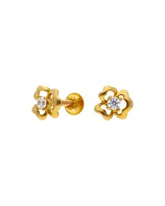 Pre-Owned 22ct Gold Cubic Zirconia Set Flower Stud Earrings