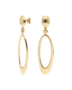 Pre-Owned 9ct Yellow Gold Open Oval Drop Earrings