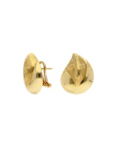 Pre-Owned 18ct Yellow Gold Greek Key Design Leaf Stud Earrings