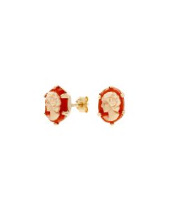 Pre-Owned 9ct Yellow Gold Oval Cameo Stud Earrings