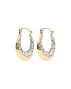 Pre-Owned 9ct Gold Crystal Set Creole Earrings