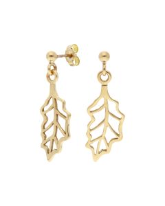 Pre-Owned 9ct Yellow Gold Leaf Drop Earrings