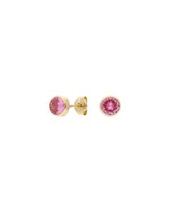 Pre-Owned 9ct Yellow Gold Pink Cubic Zirconia Stud Earrings