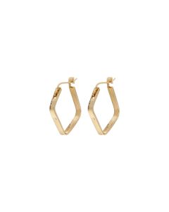 Pre-Owned 9ct Yellow Gold Squared Creole Earrings