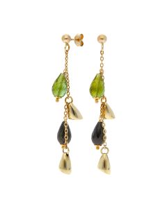 Pre-Owned 9ct Yellow Gold Multi Gemstone Set Chain Drop Earrings