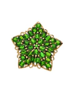 Pre-Owned 9ct Yellow Gold Green Chrome Diopside Star Pendant
