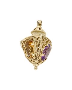 Pre-Owned 9ct Gold Gemstone Set Vintage Style Lantern Pendant
