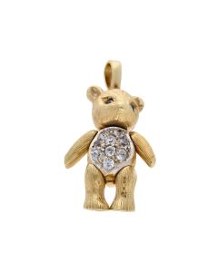 Pre-Owned 9ct Yellow Gold Gemstone Set Teddy Bear Pendant