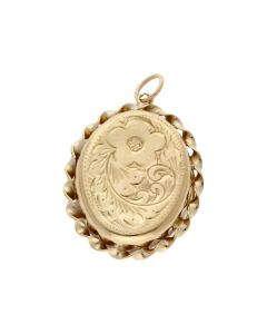 Pre-Owned 9ct Gold Rope Edge Patterned Oval Locket Pendant
