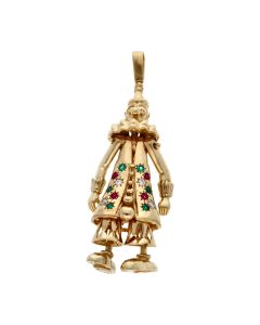 Pre-Owned 9ct Gold Gemstone Set Extra Large Heavy Clown Pendant