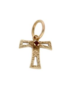 Pre-Owned 9ct Yellow Gold Gemstone Set Initial T Charm Pendant
