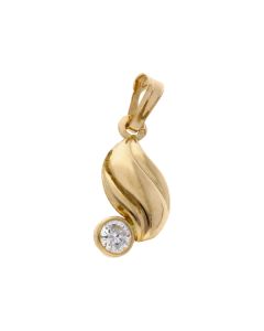 Pre-Owned 18ct Gold Cubic Zirconia Set Hollow Wave Pendant