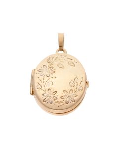Pre-Owned 9ct Gold Patterned Oval Locket Pendant