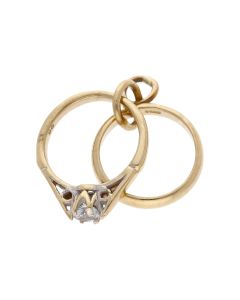 Pre-Owned 9ct Gold Gemstone Set Bridal Ring Set Charm