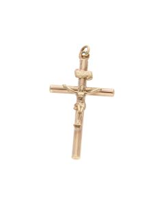 Pre-Owned 9ct Yellow Gold Hollow Crucifix Pendant