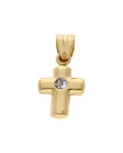 Pre-Owned 18ct Yellow Gold Cubic Zirconia Set Cross Pendant