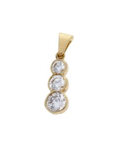 Pre-Owned 9ct Yellow Gold Cubic Zirconia Trilogy Drop Pendant