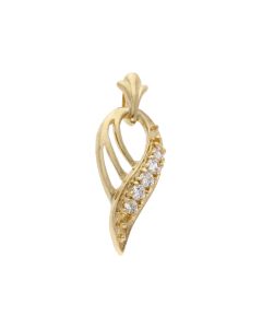 Pre-Owned 9ct Yellow Gold Cubic Zirconia Set Wave Pendant
