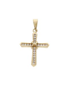 Pre-Owned 9ct Yellow Gold Cubic Zirconia Cross Pendant