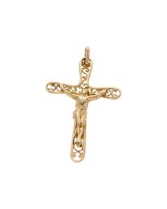 Pre-Owned 9ct Yellow Gold Filigree Crucifix Pendant