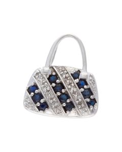 Pre-Owned 9ct White Gold Sapphire & Diamond Handbag Pendant