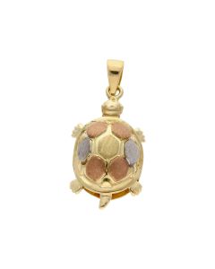 Pre-Owned 14ct Yellow Rose & White Gold Turtle Pendant