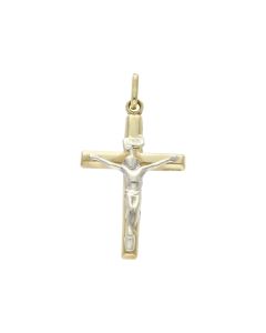 Pre-Owned 9ct Yellow & White Gold Hollow Crucifix Pendant