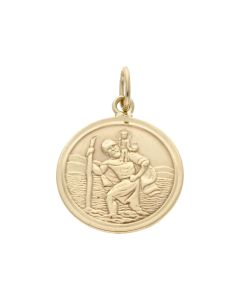 Pre-Owned 9ct Yellow Gold Double Sided St.Christopher Pendant