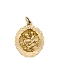 Pre-Owned 9ct Yellow Gold Oval St.Christopher Pendant