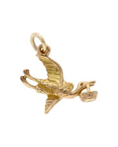 Pre-Owned 9ct Yellow Gold Stork & Baby Basket Charm