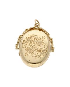 Pre-Owned 9ct Yellow Gold Patterned Spinning Locket Pendant