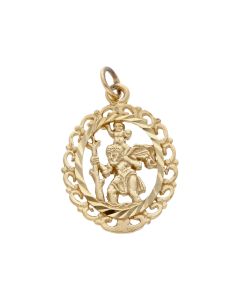 Pre-Owned 9ct Yellow Gold Cutout Oval St.Christopher Pendant