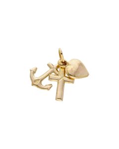 Pre-Owned 9ct Yellow Gold Hollow Faith Hope & Love Charm