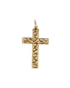 Pre-Owned Vintage 1977 9ct Yellow Gold Patterned Cross Pendant