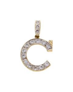 Pre-Owned 9ct Yellow Gold Cubic Zirconia Set Initial C Pendant