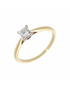 Pre-Owned 18ct Gold 0.51ct Princess Cut Diamond Solitaire Ring