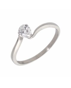 Pre-Owned 18ct Gold 0.37 Carat Pear Diamond Solitaire Ring