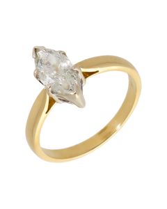 Pre-Owned 18ct Gold 0.91ct Marquise Diamond Solitaire Ring