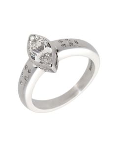 Pre-Owned 18ct White Gold Marquise Diamond Solitaire Ring