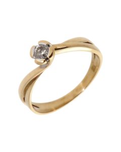Pre-Owned 9ct Gold 0.18 Carat Diamond Solitaire Twist Ring