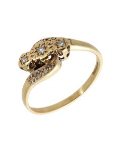 Pre-Owned 9ct Gold Illusion Set Diamond Trilogy Twist Ring