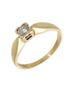 Pre-Owned 9ct Yellow Gold 0.12 Carat Diamond Solitaire Ring