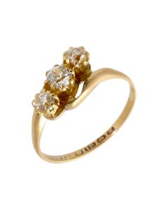 Pre-Owned 18ct Yellow Gold Old Cut Diamond Trilogy Twist Ring