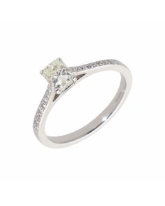 Pre-Owned 18ct White Gold Emerald Cut Diamond Solitaire Ring