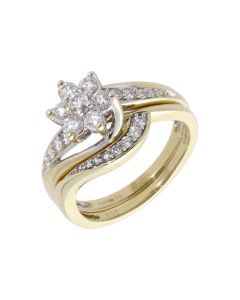 Pre-Owned 9ct Gold 0.50 Carat Diamond Cluster Bridal Ring Set