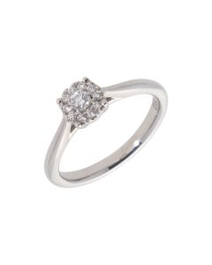 Pre-Owned 9ct White Gold 0.15 Carat Diamond Halo Ring