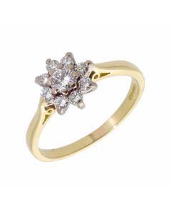 Pre-Owned 18ct Yellow Gold 0.36 Carat Diamond Cluster Ring