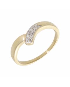 Pre-Owned 9ct Yellow Gold Diamond Set Wishbone Ring