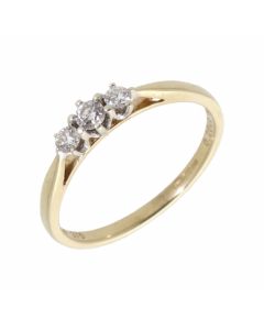 Pre-Owned 9ct Yellow Gold 0.20 Carat Diamond Trilogy Ring