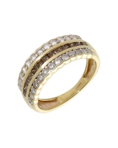 Pre-Owned 9ct Gold 0.70 Carat Diamond Triple Row Dress Ring